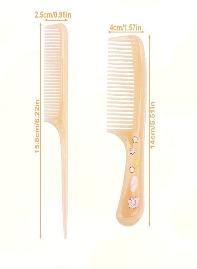 Penitue 2pcs Baby Hair Combs Set,Plastic 1 Fine-Tooth Hairbrush with Cute Bear Printing & 1 Rat Tail Styling Comb for Baby Toddlers Kids Women Girls All Hair Types(Yellow) - Image 2